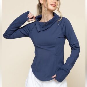 POPFLEX Chasing Pavements Mock Neck Pullover, Night Sky, Athletic Run Jacket—M